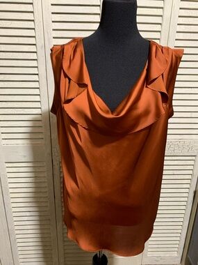 Worthington Rust Satin Cowl Neck Sleeveless Top